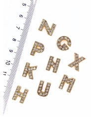 Rodyum Kaplama Geçme Zirkon Taşlı Harf Kolye Bileklik Ucu Charm Pembe 15x15mm 1 Adet