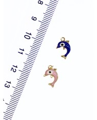 Pirinç Zirkon Mineli Yunus Balığı Kolye Bileklik Ucu Charm Lacivert 1 Adet