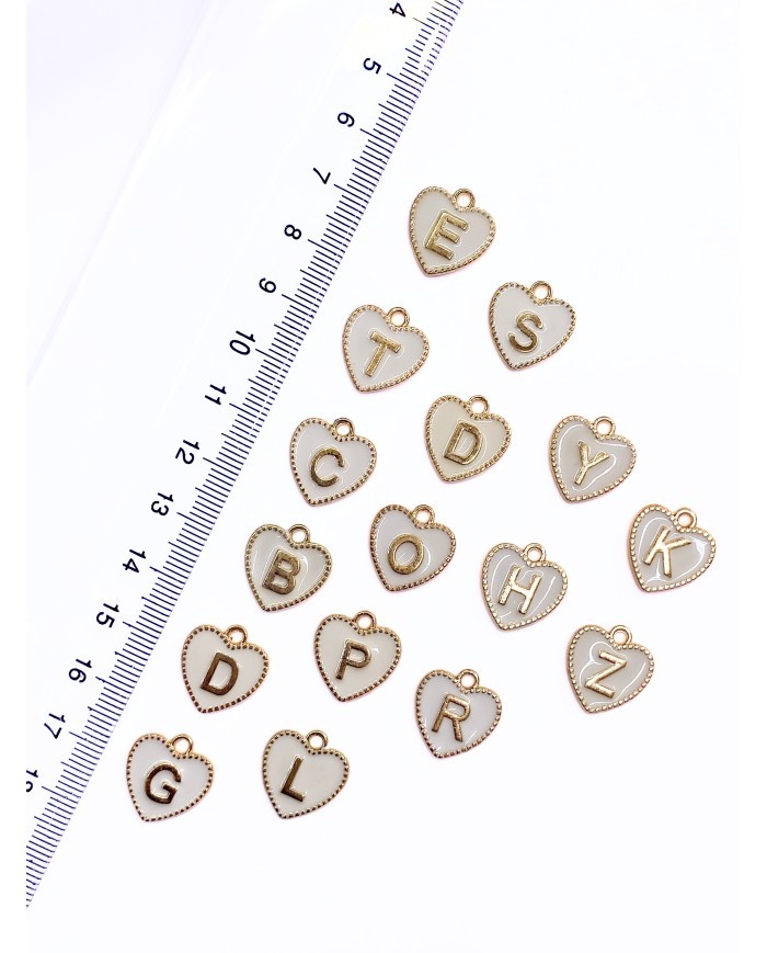 Zamak Lak Kaplama Mineli Harf Kolye Bileklik Ucu Charm 17x16mm 1 Adet