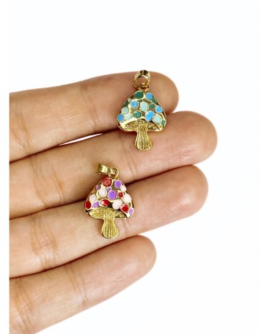 Pirinç Zirkon Mineli Mantar Kolye Bileklik Ucu Charm Mor 1 Adet