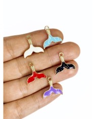 Pirinç Zirkon Mineli Balık Kuyruğu Kolye Bileklik Ucu Charm Siyah 1 Adet