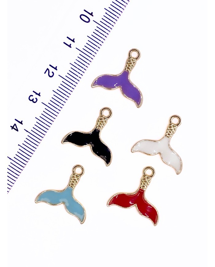 Pirinç Zirkon Mineli Balık Kuyruğu Kolye Bileklik Ucu Charm Siyah 1 Adet