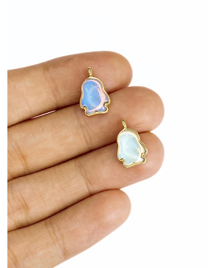 Pirinç Zirkon Taşlı Penguen Kolye Bileklik Ucu Charm Altın Mavi 1 Adet