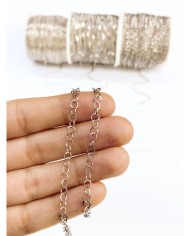 Çelik Geçmeli Yuvarlak Zincir Kolye Bileklik Nikel Renk 4x4mm - 1m