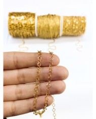 Çelik Geçmeli Yuvarlak Zincir Kolye Bileklik Altın Renk 4x4mm - 1m