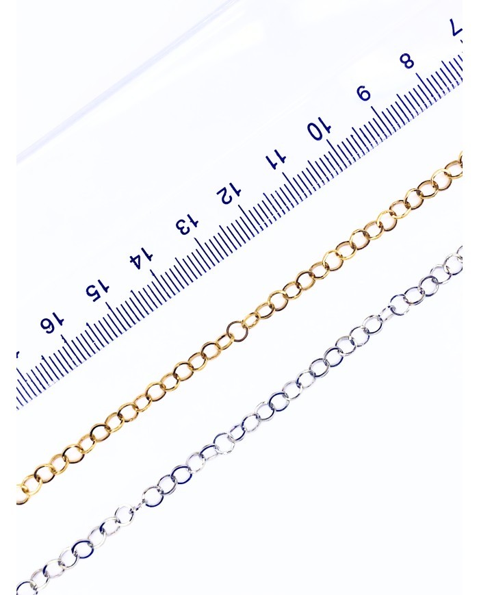 Çelik Geçmeli Yuvarlak Zincir Kolye Bileklik Altın Renk 4x4mm - 1m