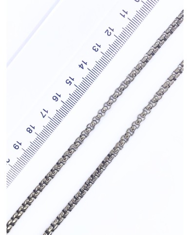 Çelik Geçmeli Kare Zincir Kolye Bileklik Nikel Renk 4x4mm - 1m