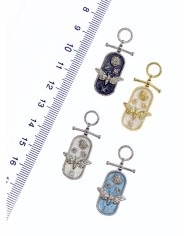 Pirinç Zirkon Mineli Plaka Kelebek Lale Kolye Bileklik Ucu Charm Gümüş 1 Adet