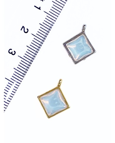 Pirinç Zirkon Taşlı Kare Kolye Bileklik Ucu Charm Gümüş 1 Adet