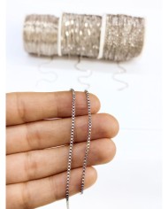 Çelik Kare Geçme Zincir Kolye Bileklik Nikel Renk 2x2mm - 1m