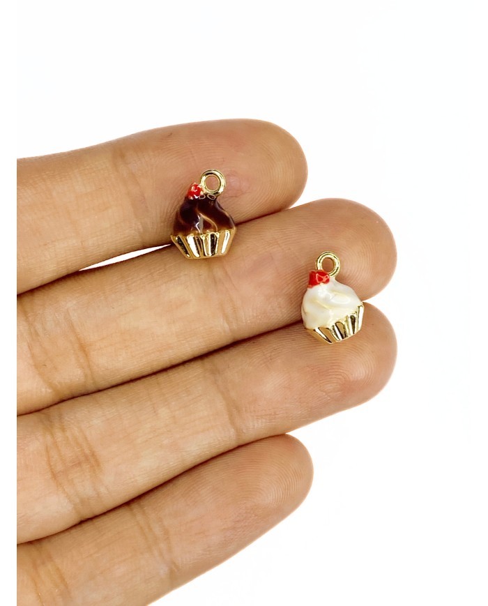 Pirinç Zirkon Mineli Kap Kek Kolye Bileklik Ucu Charm Mavi 1 Adet