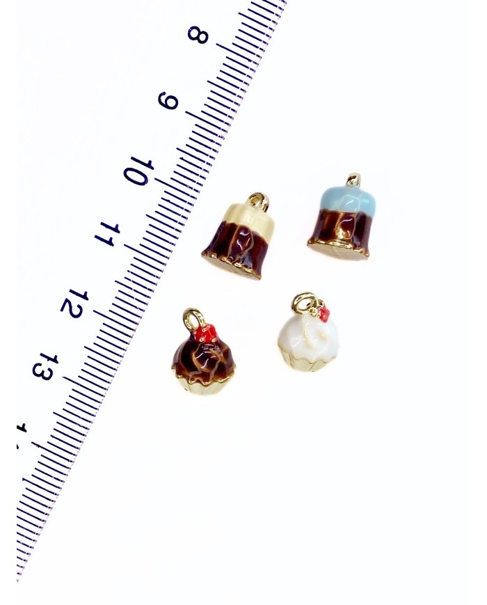 Pirinç Zirkon Mineli Kap Kek Kolye Bileklik Ucu Charm Mavi 1 Adet