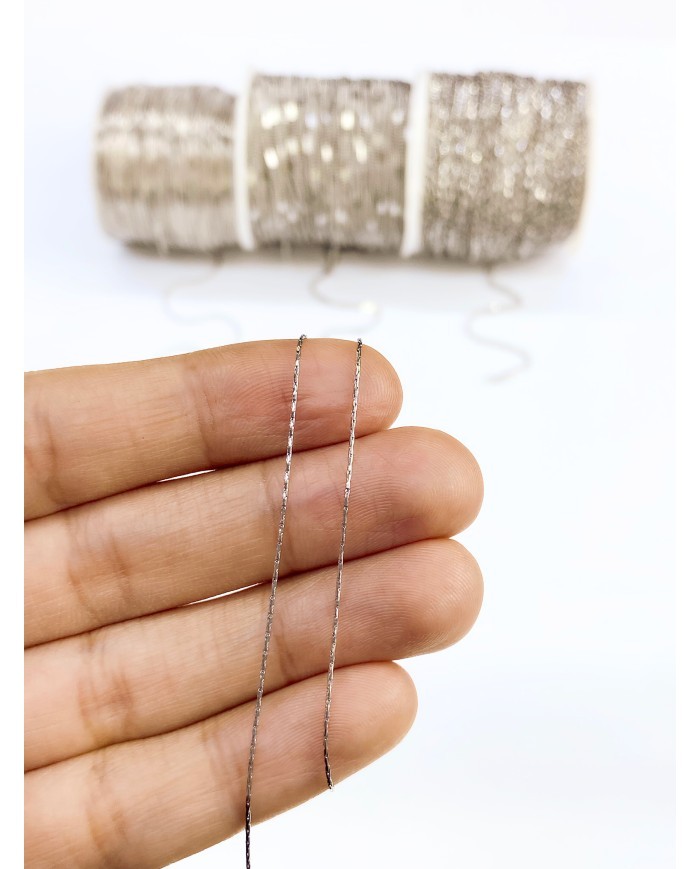 Çelik Yılan Zincir Kolye Bileklik Nikel Renk 1x2mm - 1m