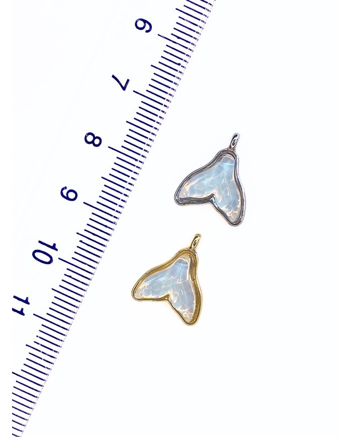 Pirinç Zirkon Taşlı Balık Kuyruğu Kolye Bileklik Ucu Charm Altın 1 Adet