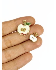 Pirinç Zirkon Mineli Büyük Yarım Elma Kolye Bileklik Ucu Charm 1 Adet