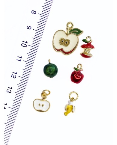 Pirinç Zirkon Mineli Elma Kolye Bileklik Ucu Charm Kırmızı 1 Adet