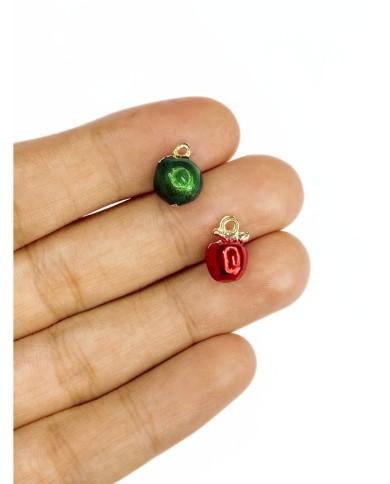 Pirinç Zirkon Mineli Elma Kolye Bileklik Ucu Charm Yeşil 1 Adet