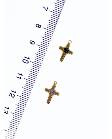 Pirinç Zirkon Mineli Taşlı Hac İşareti Bileklik Ucu Charm Siyah 1 Adet