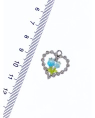 Pirinç Zirkon Taşlı Kalpli Gül Bileklik Ucu Charm 1 Adet