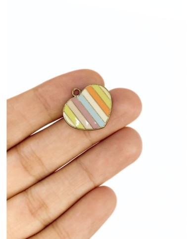 Pirinç Zirkon Mineli Renkli Kalp Bileklik Ucu Charm 1 Adet