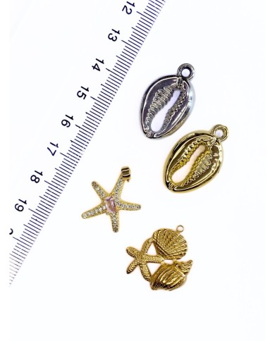 Pirinç Zirkon Mineli Deniz Kabuğu Bileklik Ucu Charm Altın 1 Adet