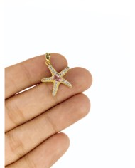 Pirinç Zirkon Taşlı Deniz Yıldızı Bileklik Ucu Charm 1 Adet