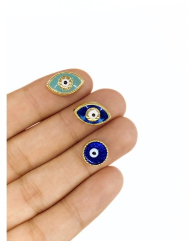 Pirinç Zirkon Mineli Badem Göz Kolye Bileklik Ucu Charm Lacivert 1 Adet
