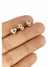 Pirinç Zirkon Mineli Hamsa Mineli Göz Kolye Bileklik Ucu Charm 1 Adet