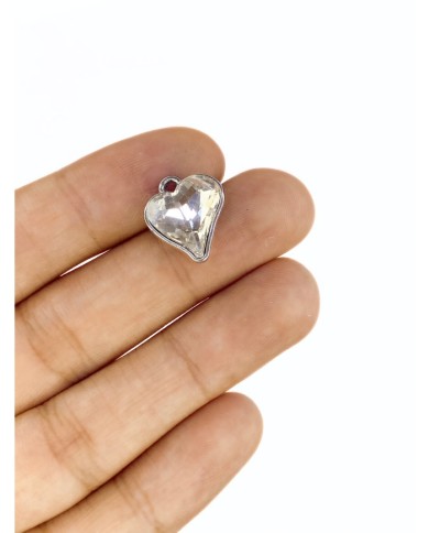 Pirinç Zirkon Taşlı Kalp Kolye Bileklik Ucu Charm 1 Adet