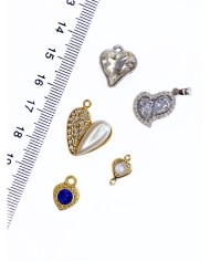 Pirinç Zirkon Mineli Kalp Kolye Bileklik Ucu Charm Lacivert 1 Adet