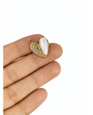 Pirinç Zirkon Taşlı Kalp Kolye Bileklik Ucu Charm 1 Adet