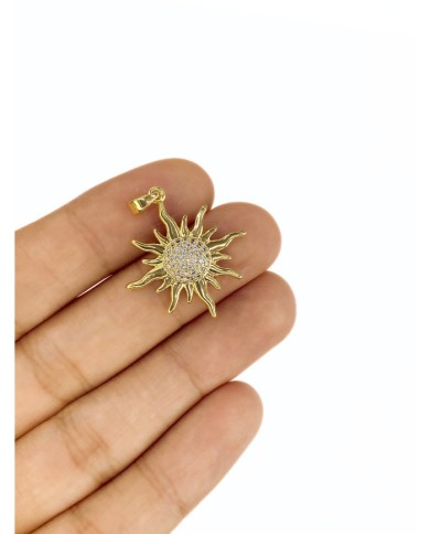 Pirinç Zirkon Taşlı Güneş Kolye Bileklik Ucu Charm 1 Adet