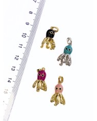 Pirinç Zirkon Mineli Ahtapot Kolye Bileklik Ucu Charm Gümüş Kırmızı 1 Adet