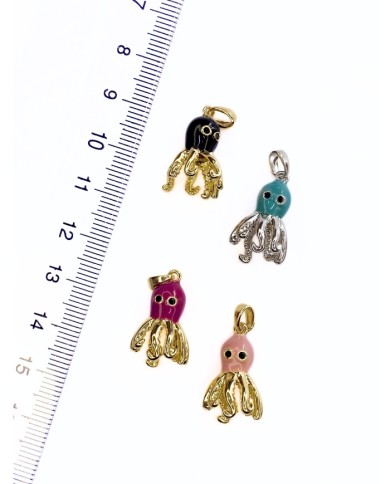 Pirinç Zirkon Mineli Ahtapot Kolye Bileklik Ucu Charm Altın Beyaz 1 Adet