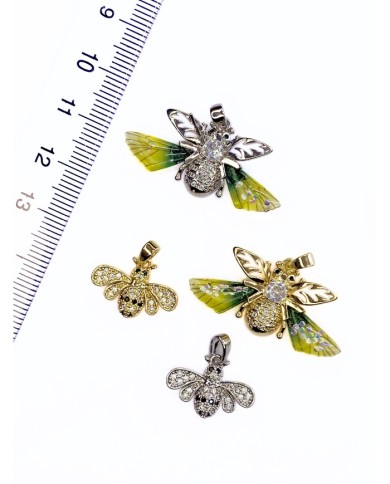 Pirinç Zirkon Taşlı Arı Kolye Bileklik Ucu Charm Gümüş 1 Adet