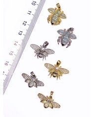 Pirinç Zirkon Taşlı Arı Kolye Bileklik Ucu Charm Gümüş 1 Adet