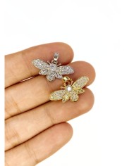 Pirinç Zirkon Taşlı Arı Kolye Bileklik Ucu Charm Altın 1 Adet