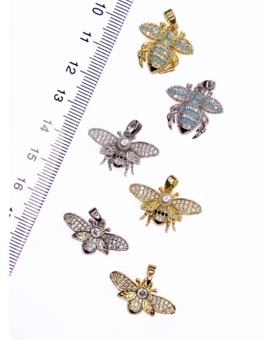 Pirinç Zirkon Taşlı Arı Kolye Bileklik Ucu Charm Altın 1 Adet