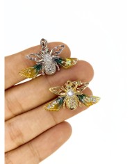 Pirinç Zirkon Taşlı Arı Kolye Bileklik Ucu Charm Altın 1 Adet