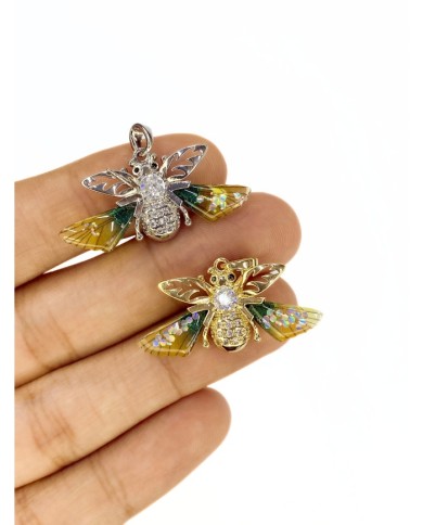 Pirinç Zirkon Taşlı Arı Kolye Bileklik Ucu Charm Gümüş 1 Adet