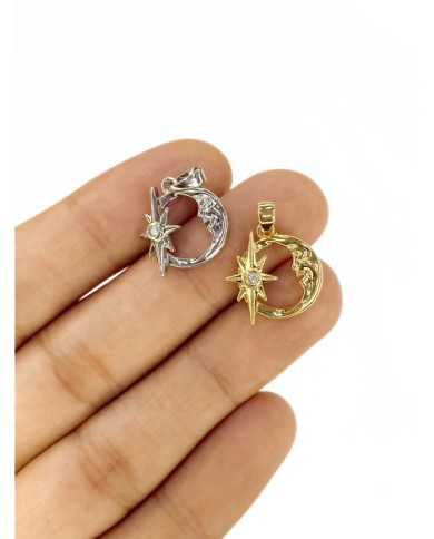 Pirinç Zirkon Taşlı Ay Yıldız Kolye Bileklik Ucu Charm Altın 1 Adet