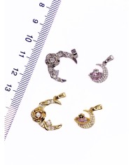 Pirinç Zirkon Taşlı Ay Kolye Bileklik Ucu Charm Altın 1 Adet