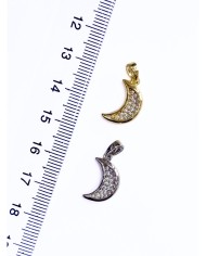 Pirinç Zirkon Taşlı Ay Kolye Bileklik Ucu Charm Gümüş 1 Adet