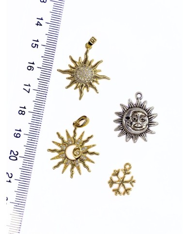 Pirinç Zirkon Taşlı Güneş Kolye Bileklik Ucu Charm Altın 1 Adet