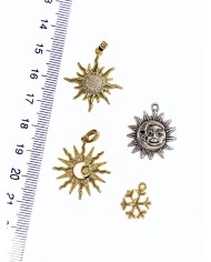 Pirinç Zirkon Taşlı Güneş Kolye Bileklik Ucu Charm Altın 1 Adet