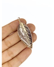 Pirinç Zirkon Mineli Plaka Yaprak Kolye Bileklik Ucu Charm 1 Adet