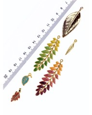 Pirinç Zirkon Mineli Uzun İnce Yaprak Kolye Bileklik Ucu Charm Altın 1 Adet