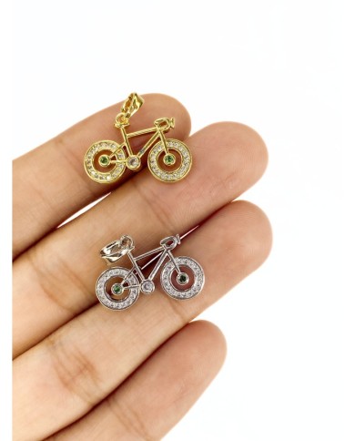 Pirinç Zirkon Taşlı Bisiklet Kolye Bileklik Ucu Charm Gümüş 1 Adet
