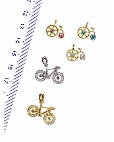 Pirinç Zirkon Taşlı Bisiklet Kolye Bileklik Ucu Charm Şeffaf 1 Adet