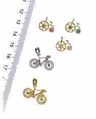 Pirinç Zirkon Taşlı Bisiklet Kolye Bileklik Ucu Charm Şeffaf 1 Adet